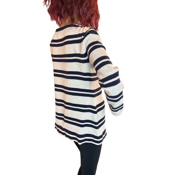 (5 for $25) J.Crew Boatneck Pullover Sweater in Ivory/Navy Stripe Size Small - Picture 4 of 5